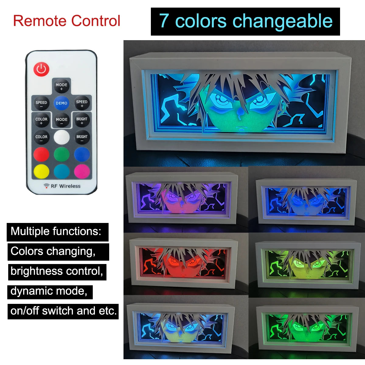 Dragon Ball Anime Series Paper-Cut Light Room Bedroom Night Light Remote Control Colorful Light Box Atmosphere Light